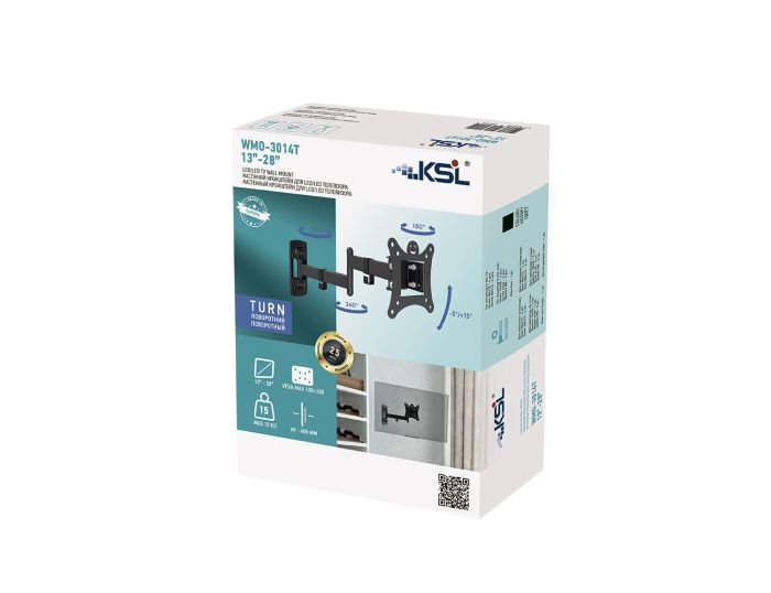 Кріплення ТВ поворотне   13-28" KSL WMO-3014T