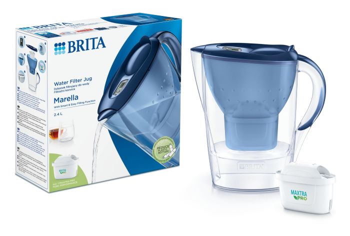 Фильтр-кувшин Brita Marella Memo MXPro 2.4л (1.4л очищенной воды) с фильтр-картриджем, синий