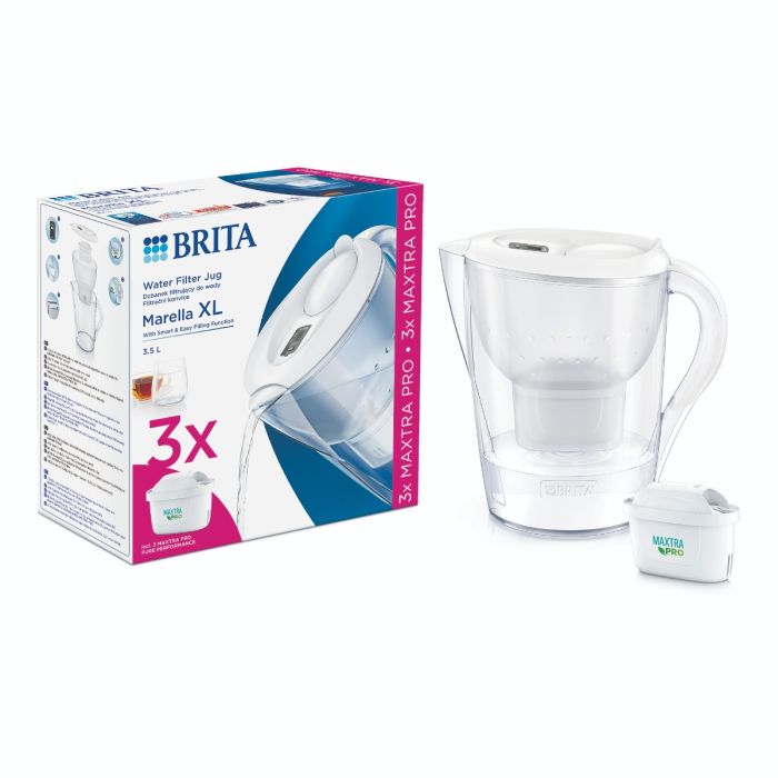Фільтр-глечик Brita Marella XL Memo MXPro 3.5л (2л очищеної води) з фільтр-картриджем 3шт, білий