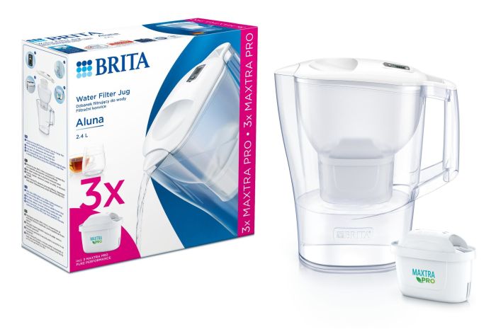 Фильтр-кувшин Brita Aluna Memo MXPro 2.4л (1.4л очищенной воды) с фильтр-картриджем 3шт, белый