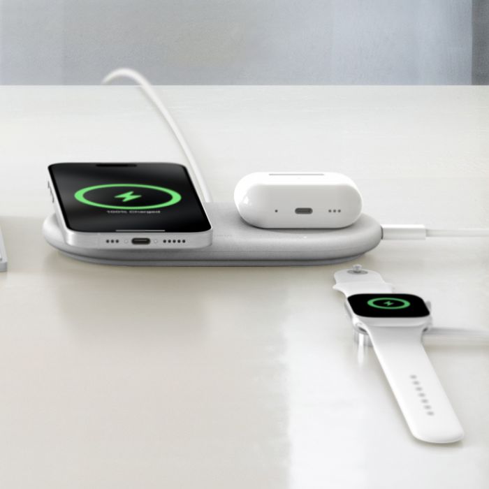 Зарядное устройство безпроводное Belkin 2в1 15Вт Pad Qi2, белый