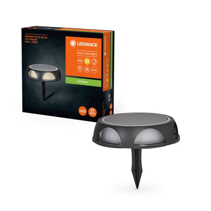 Світильник автономний LEDVANCE ENDURA STYLE ROUND SOLAR UTILI 1.2Вт 3000K 60Лм чорний
