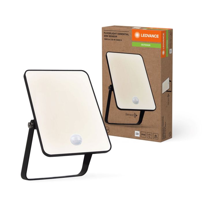 Прожектор LEDVANCE ESSENTIAL SENSOR 20Вт 1800Лм 4000K датчик руху  чорний