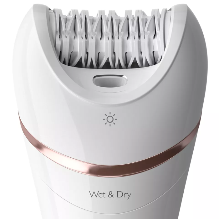 Епілятор Philips 8000 series дисковий, акумул., пінцет.-32, волог.+сух., насадок-7, футляр, білий