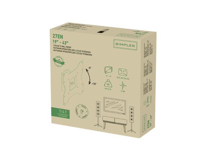 Кріплення ТВ з кутом нахилу Simpler  19-43" KSL 27EN