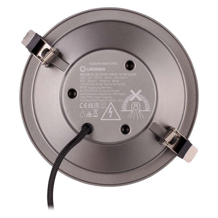 Світильник даунлайт LEDVANCE Decor Filament Echo 7Вт 650Лм 2700K 166мм сірий