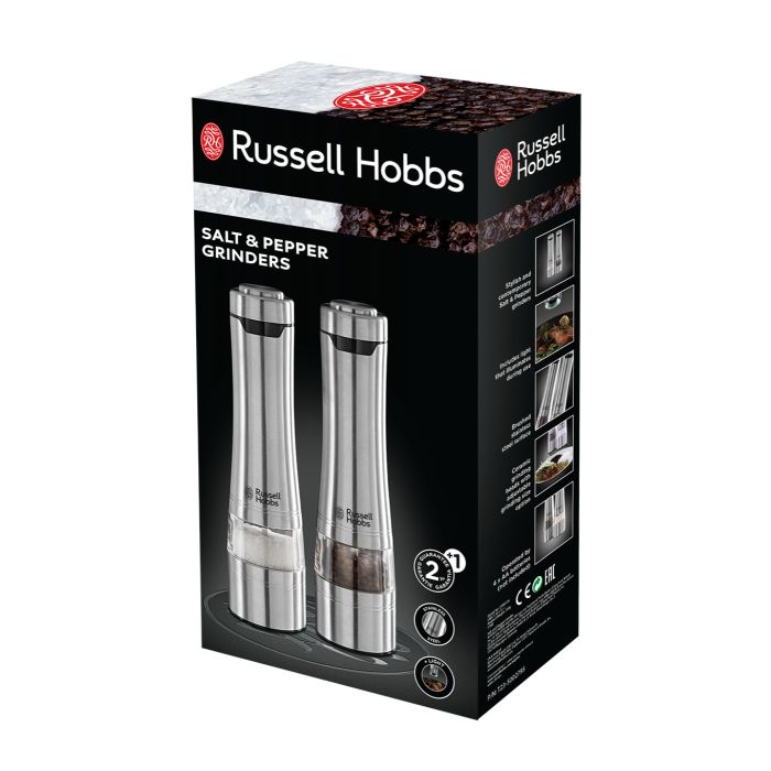 Млини для солі та перцю Russell Hobbs ААх4, керамічні жорна, сталевий