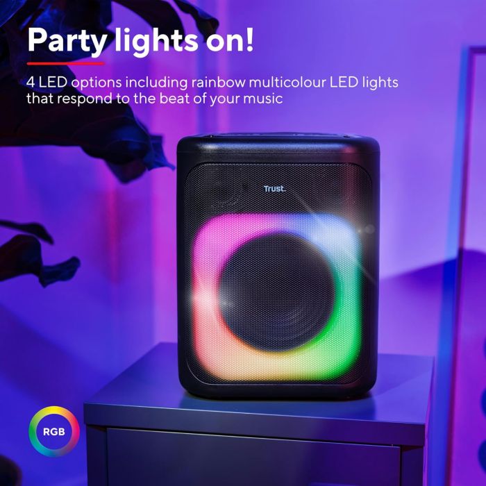 Портативная акустическая система Trust Azura 50Вт, 1.0, ВТ 5.2, TWS, MP3, IPX4, RGB, Черный