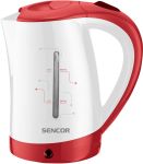 Электрочайник Sencor 0.5л, Strix, пластик, в комплекте 2 стакана + 2ложки, бело-красный