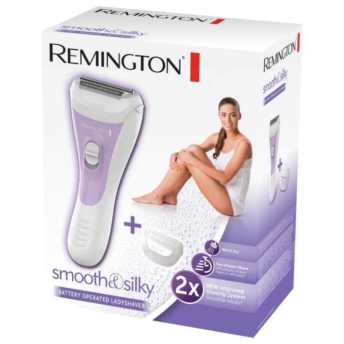 Бритва електр. Remington Smooth&Silky, сеточная, АААx2, сух.+влажн., женская, триммер, бело-фиолетовый