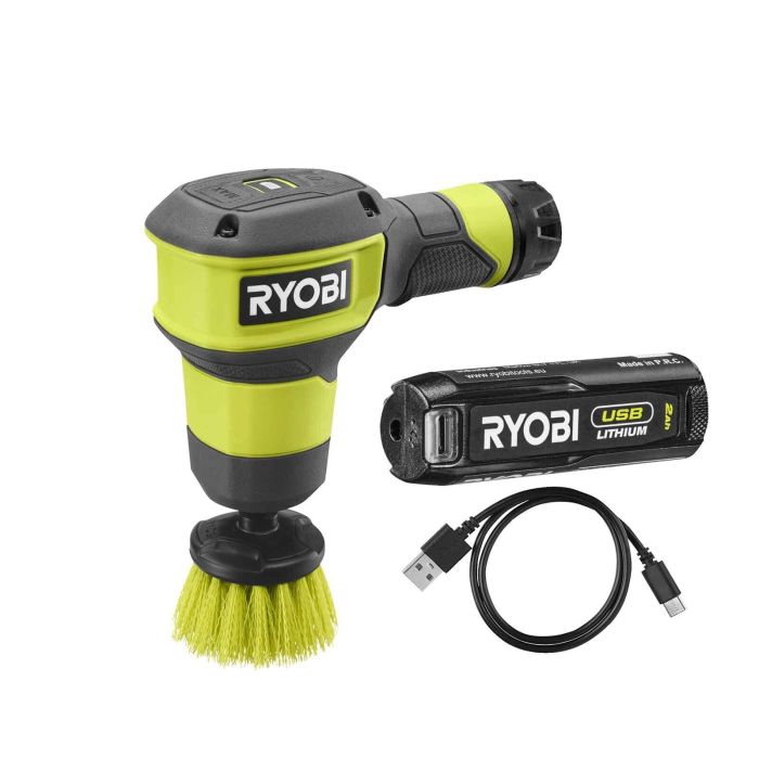 Щетка аккумуляторная Ryobi USB Lithium RSCR4-120G 4В 2А·ч диск 5см 200/300об·мин IPX7 0.49кг