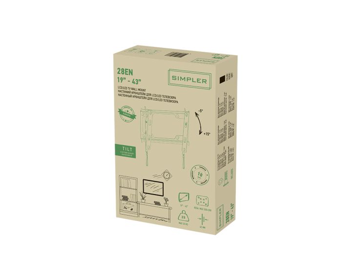 Кріплення ТВ з кутом нахилу Simpler  19-43" KSL 28EN