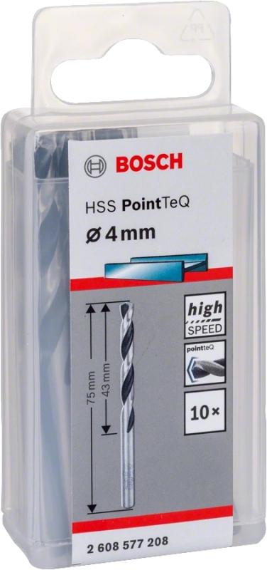 Свердло по металу Bosch Professional HSS-PointTeQ, 4х43х75мм, 10шт