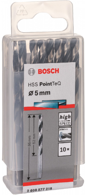 Свердло по металу Bosch Professional HSS-PointTeQ, 5х52х86мм, 10шт