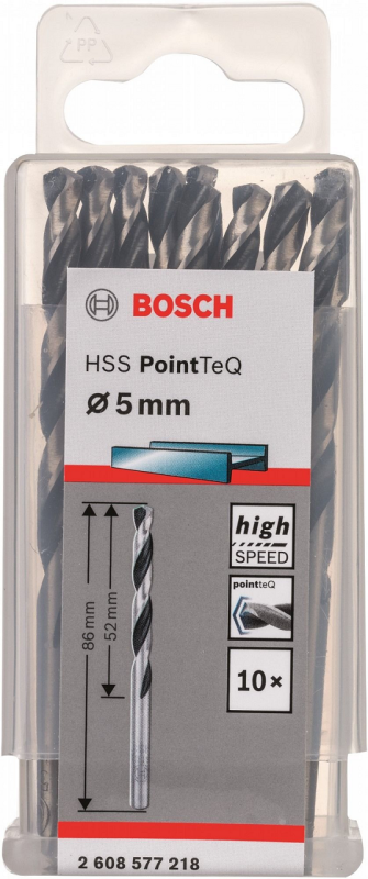 Свердло по металу Bosch Professional HSS-PointTeQ, 5х52х86мм, 10шт