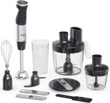 Блендер Tefal погружной Quickchef Quartzite, 1000Вт, 4в1, чаша-800мл, чопер-500мл, кухонный комбайн 5в1, турборежим, серо-черный