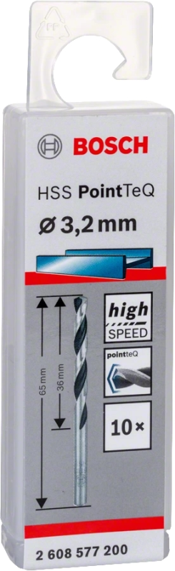 Сверло по металлу Bosch HSS-PointTeQ, 3.2х36х65мм, 10шт