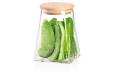 Банка для зберігання Ardesto Midori, 740мл, скло, бамбук, конусна, прозорий