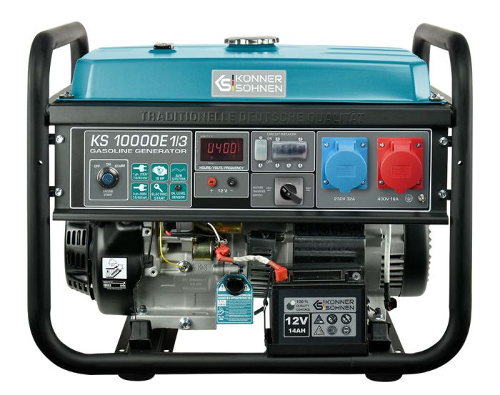 Генератор бензиновий Konner&Sohnen KS 10000E 1/3, 230/400В, 8.0кВт, 34.78/14.45А, електростартер, 88кг