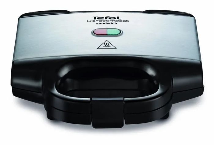 Сендвичмейкер Tefal Ultracompact 700Вт, 1 пластина-гриль, корпус-пластик, черно-серебристый