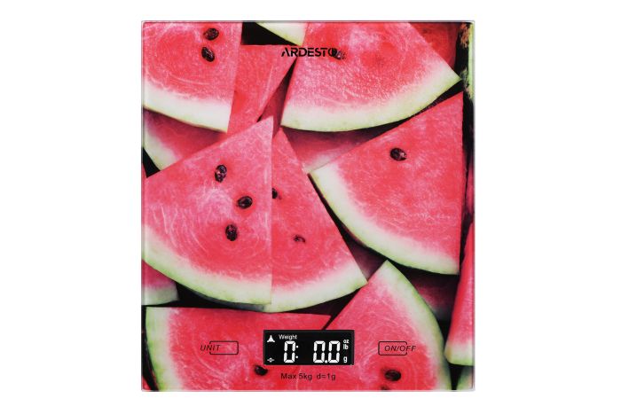 Весы Ardesto кухонные Wаtermelon, 5кг, AAAx2 в компл, стекло,  многоцветный