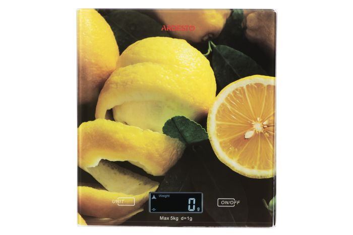 Ваги Ardesto кухонні Lemon, 5кг, AAAx2 в комплекті, скло, багатокольоровий