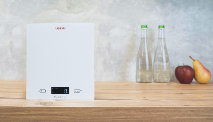 Ваги ARDESTO кухонні, 5кг, AAAx2 в комплекті, скло, білий