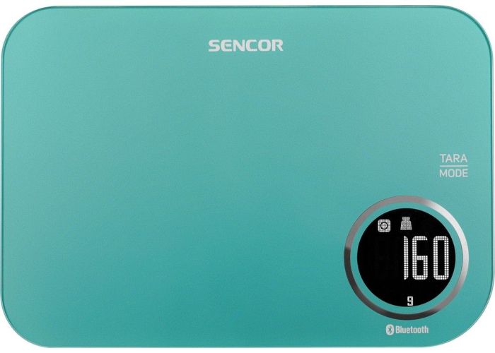 Весы Sencor кухонные, 5кг, подключение к смарфтону, AAAx2, пластик, зеленый