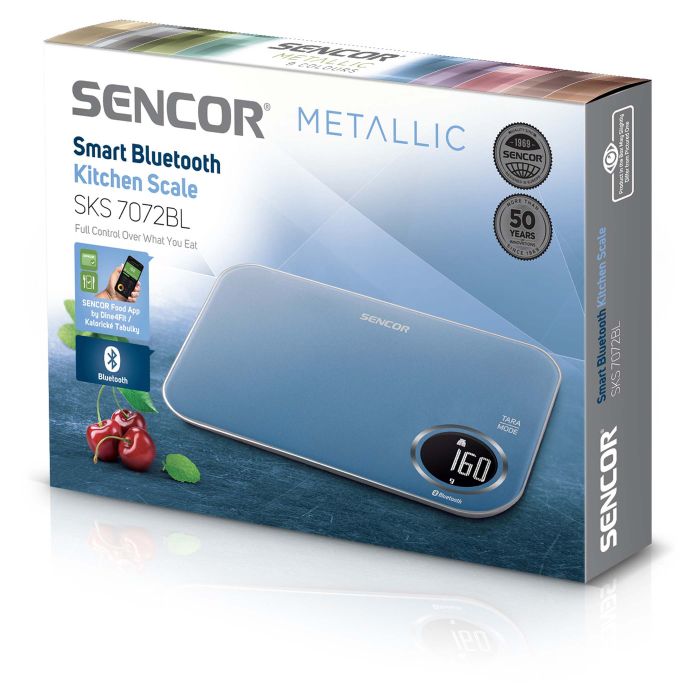 Весы Sencor кухонные, 5кг, подключение к смарфтону, AAAx2, пластик, синий