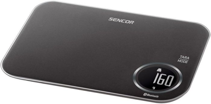 Весы Sencor кухонные, 5кг, подключение к смарфтону, AAAx2 , пластик, черный