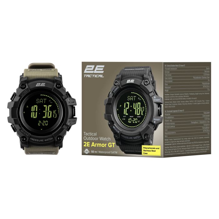 Тактические часы 2E Armor GT Army Green с компасом и шагомером