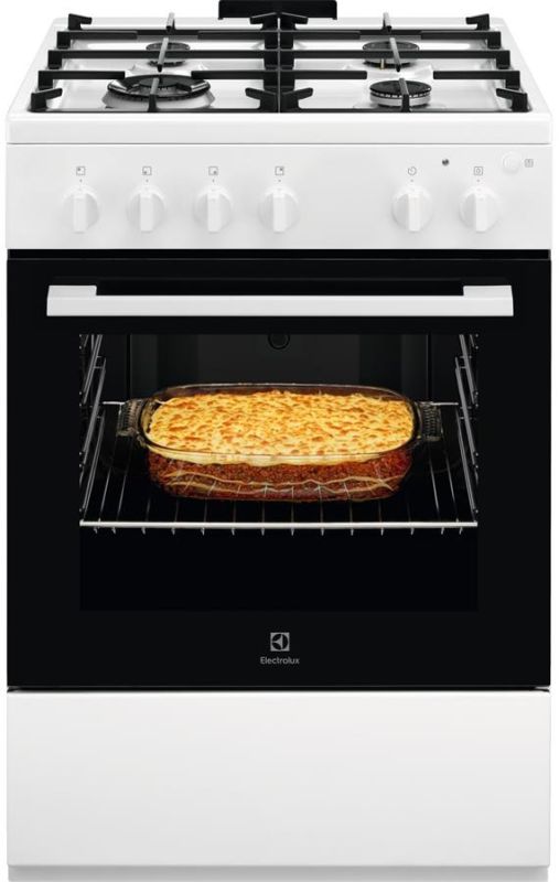 Плита Electrolux газовая, 59л, 60x60см, чугун, белый