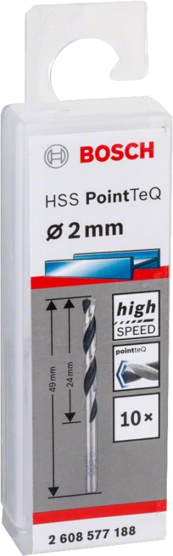 Сверло Bosch HSS-PointTeQ, 2х24х49мм, 10шт
