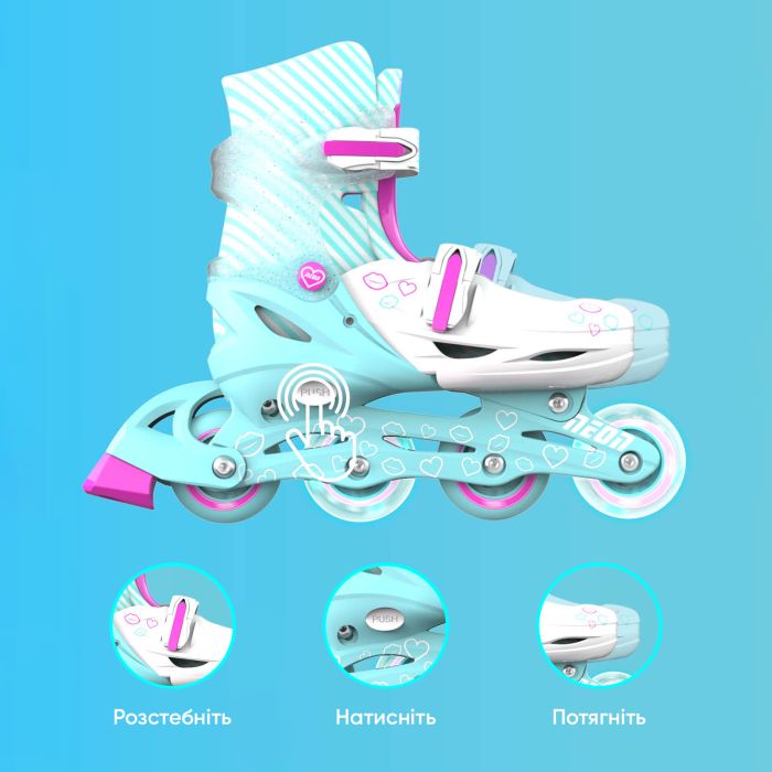 Роликовые коньки Neon Inline Skates Бирюзовый (Размер 34-38)