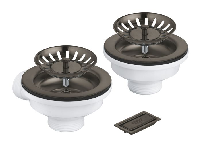 Сливной комплект Grohe для двух чаш без эксцентрика, матовый графит