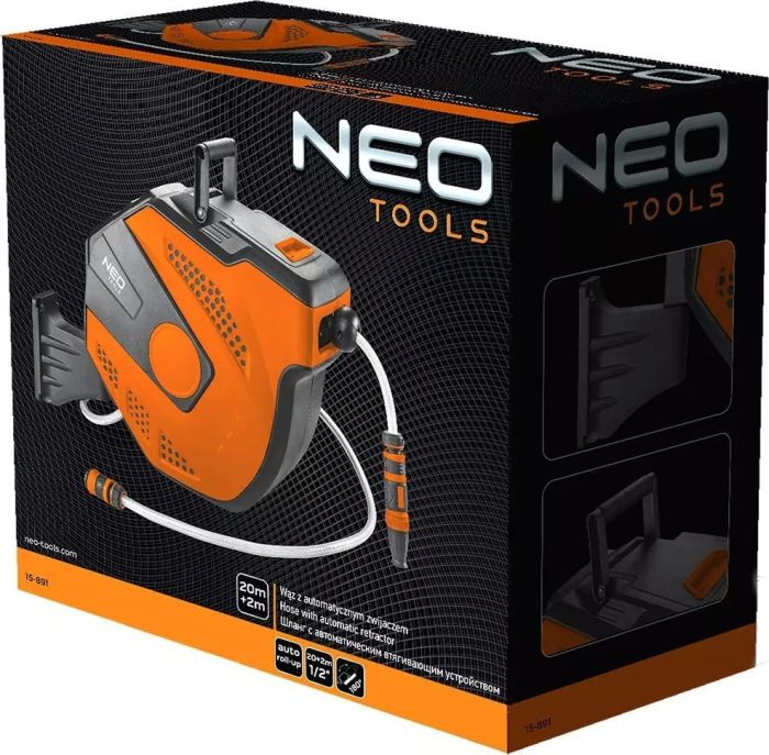 Катушка со шлангом Neo Tools автоматическая 20м+2м шланга 1/2"