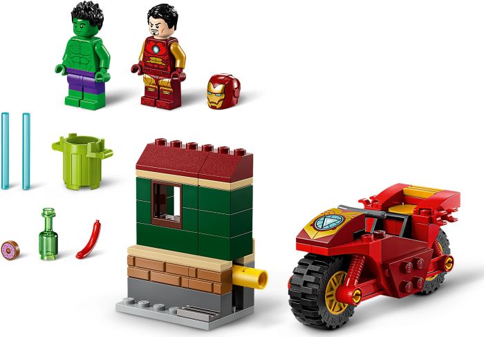 Конструктор LEGO Marvel Железный Человек на мотоцыкле и Халк