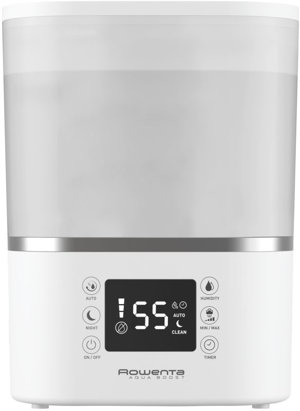 Зволожувач повітря Rowenta Aqua Boost, традиційне зволоження, 40м2, 2,5л, 380мл/г, електр. кер-ння, авт. вимкнення, білий