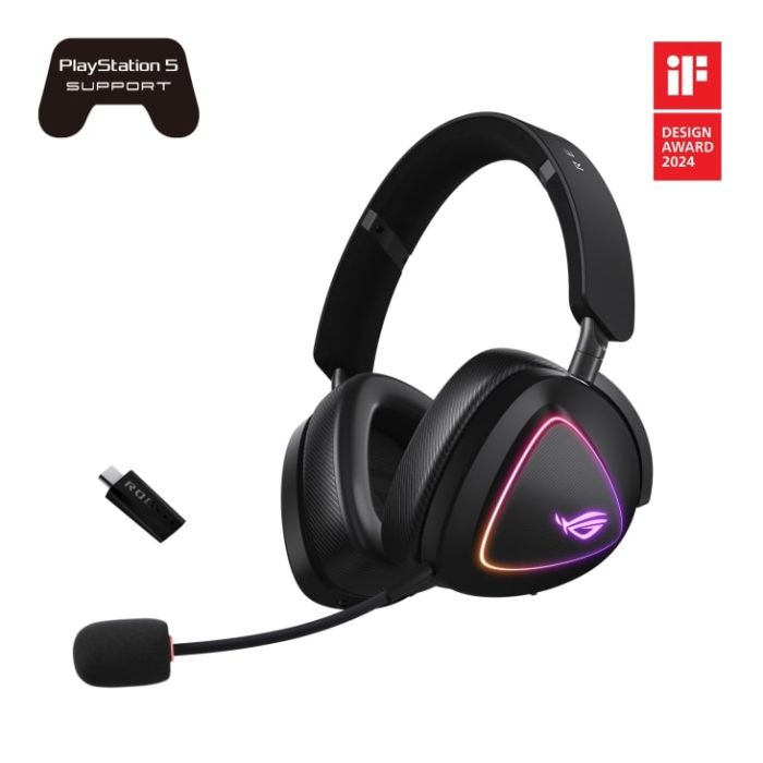 Гарнітура ігрова ASUS ROG Delta II, 3.5мм/BT/WL, RGB, 2м, чорний