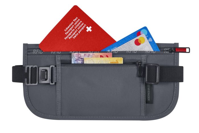 Сумка на пояс, Wenger waist belt with RFID pocket, серая