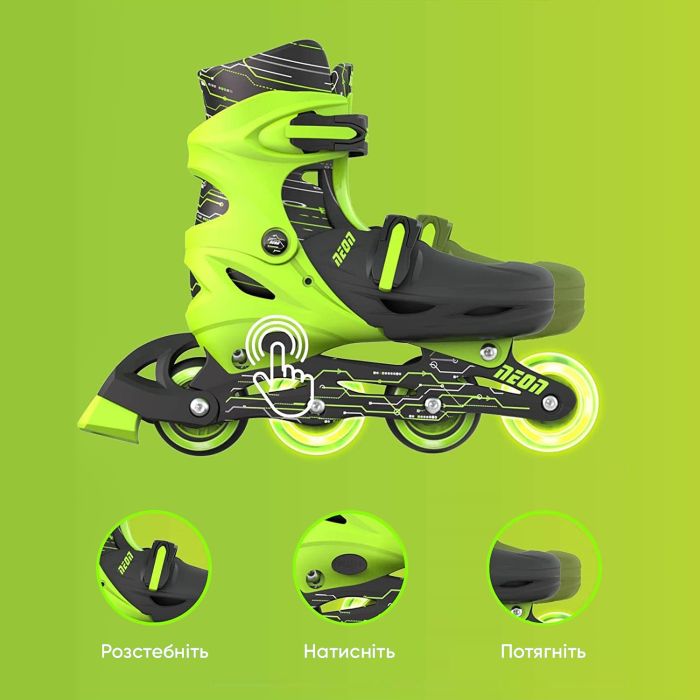 Роликовые коньки Neon Inline Skates Зеленый (Размер 30-33)
