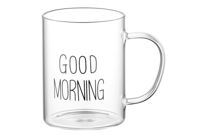 Набір чашок з ручками Ardesto Good Morning, 420мл, 2шт, боросилікатне скло, прозорий