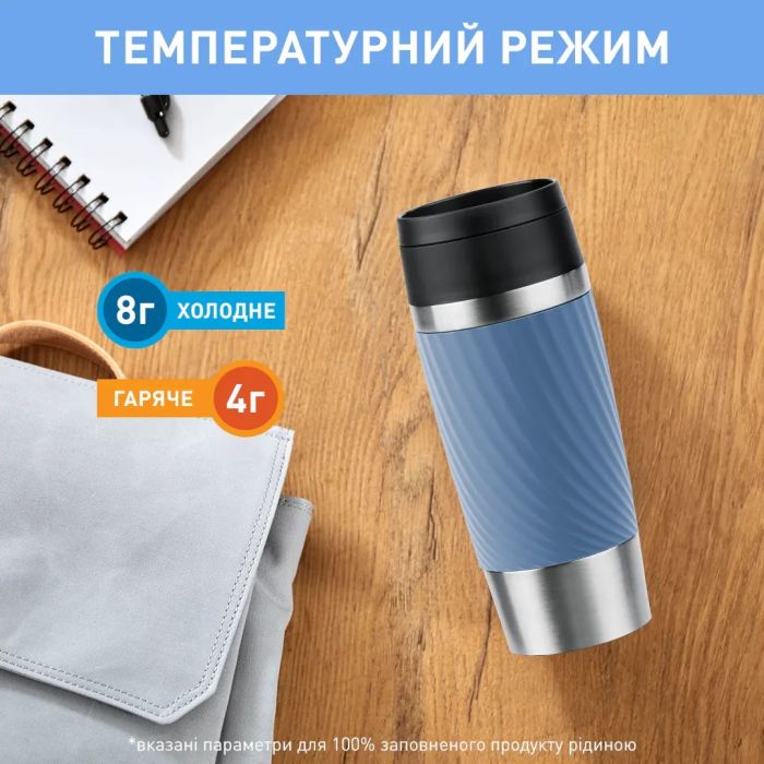 Термочашка Tefal Travel Mug Classic Twist, 360мл, нержавеющая сталь, болточный