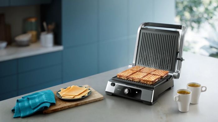 Гриль Philips прижимний Series 5000, 2200Вт, з`ємні пластини, розкриття на 180°, метал