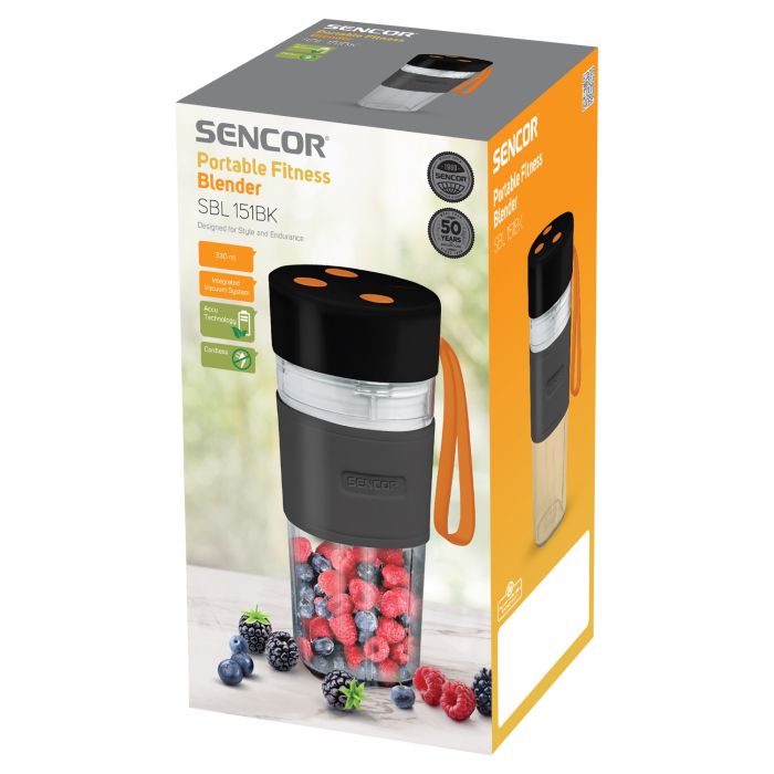 Блендер Sencor портативный для смузи 50Вт, чаша-330мл, USB, черный