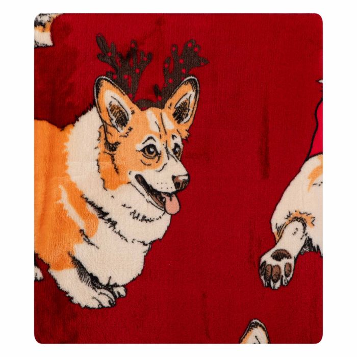 Плед Ardesto Christmas Flannel 160х200см, 100% поліестер, різдвяні коргі