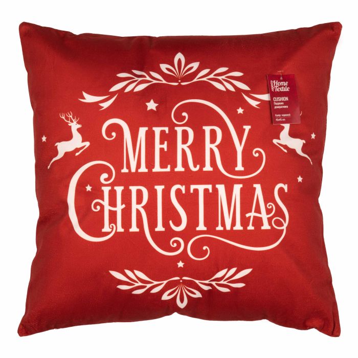 Подушка декор. Ardesto Christmas Happy Holidays 45х45см, 100% поліестер, червоний