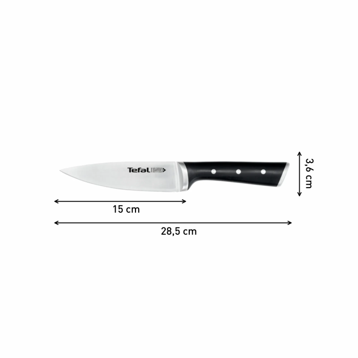 Кухонний ніж шеф-кухаря Tefal Ice Force, 15см, нержавіюча сталь, пластик