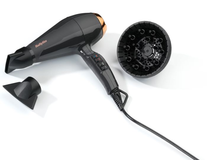 Фен Babyliss Air Pro, 2200Вт, режимов-2, дифузор, иониз-я, хол. обдув, черный