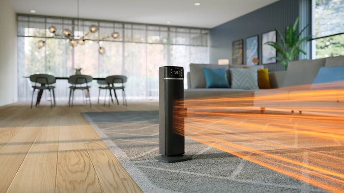 Тепловентилятор Philips колонного типа 5000 Series, 20м2, 2000Вт, электр. упр-ние, 58 х 19.6 х 21.2см, керамический , дисплей, Wi-Fi, чёрный